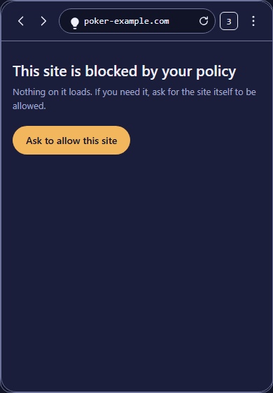 A site that does not open, with a way to ask for it