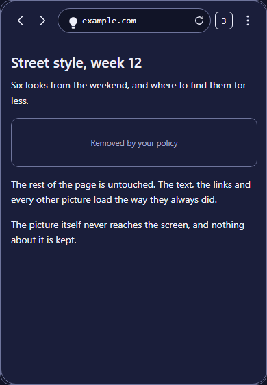The same page with the picture taken out and the text still there